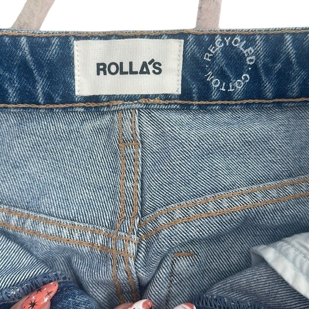 Rolla’s Dusters Jeans highrise slim rigid distressed knee medium wash sz 26 - Picture 7 of 14